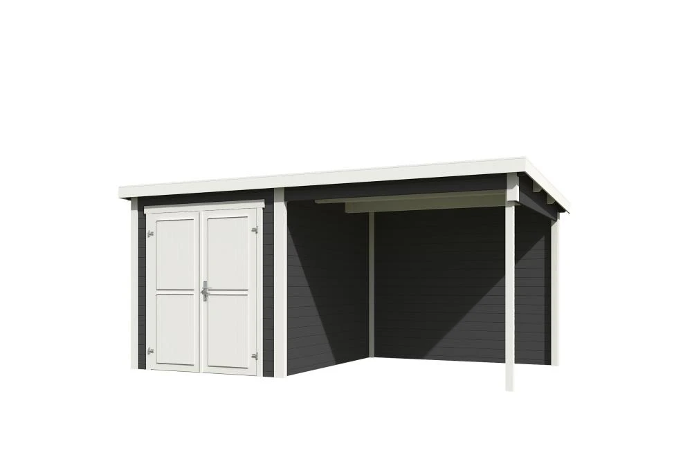 Outdoor Life Blokhut Finn Carbon Grey-Wit 450 x 250 cm - Afbeelding 1